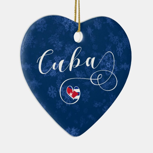 Cuba Heart, Christmas Tree Ornament, Cuban Ceramic Ornament (Right)