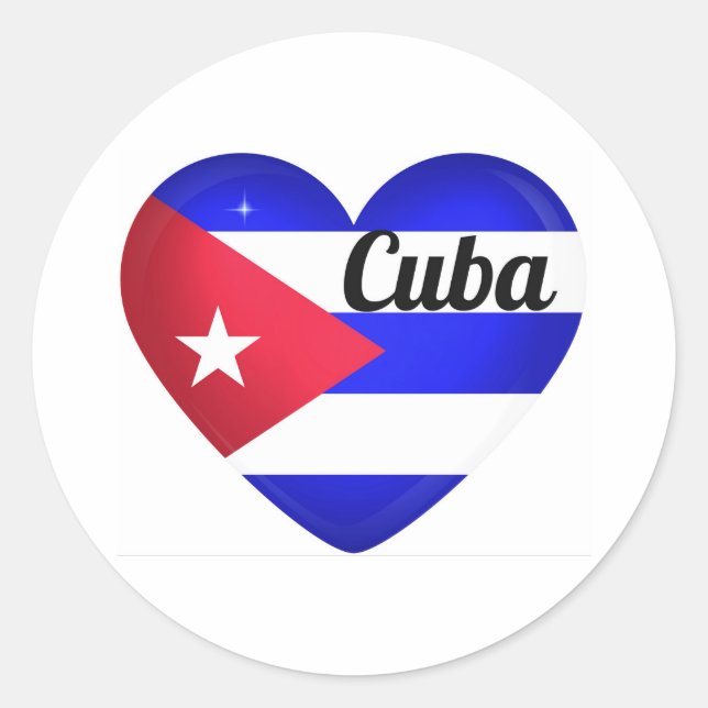 Cuba Heart Flag Classic Round Sticker (Front)