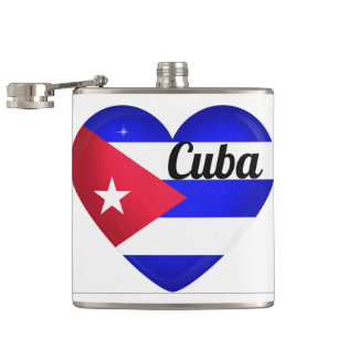 Cuba Heart Flag Hip Flask