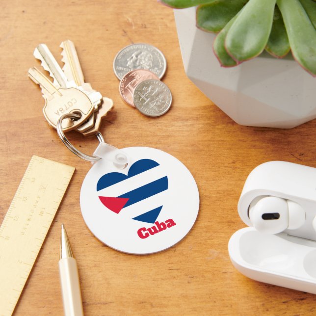 Cuba Heart Flag Key Ring (Desk)