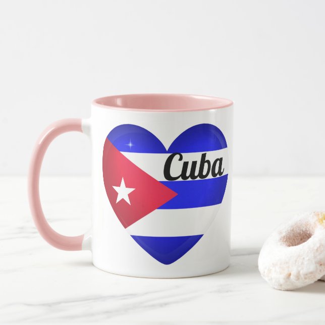 Cuba Heart Flag Mug (With Donut)