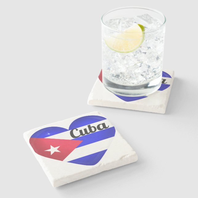 Cuba Heart Flag Stone Coaster (Side)