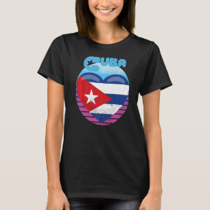 Cuba Heart Retro Havana City Caribbean Cuban Flag T-Shirt