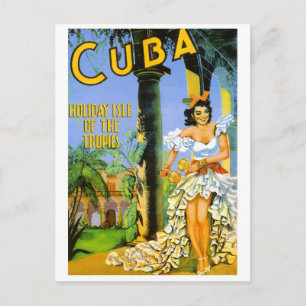 Cuba holiday isle of the tropics travel poster postcard