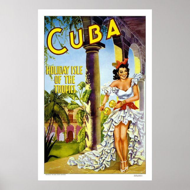Cuba - Holiday Isle Vintage Travel Poster (Front)
