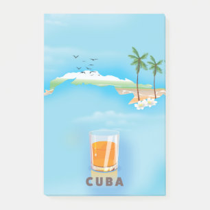 Cuba Illustrated map travel poster Post-it Notes