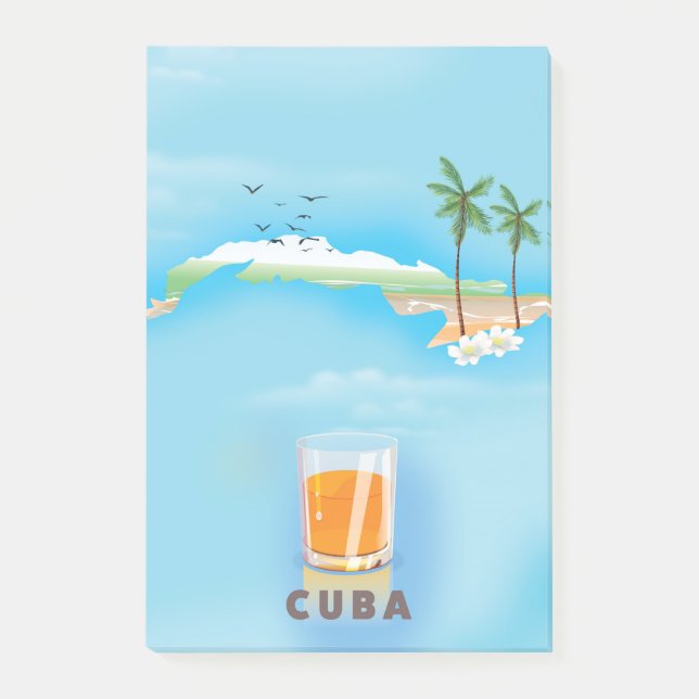 Cuba Illustrated map travel poster Post-it Notes (Front)