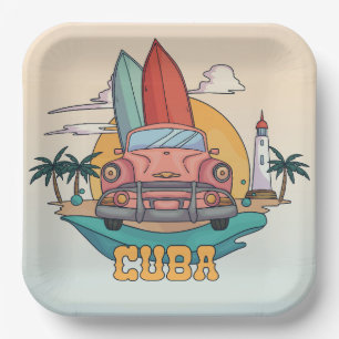 Cuba Illustration Paper Plate