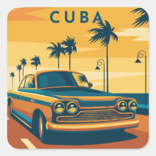 Cuba Illustration Square Sticker