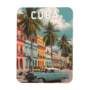 Cuba Illustration Travel Art Vintage Magnet