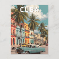 Cuba Illustration Travel Art Vintage