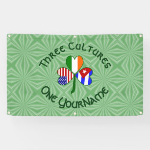 Cuba Ireland USA Shamrock Flag Personalised Banner