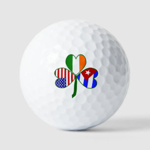 Cuba Ireland USA Shamrock Flag Personalised  Golf Balls