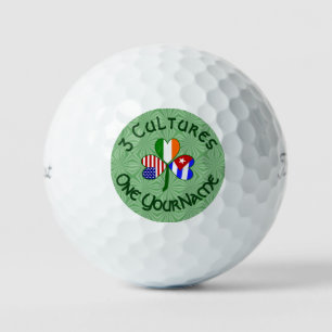 Cuba Ireland USA Shamrock Flag Personalised  Golf Balls
