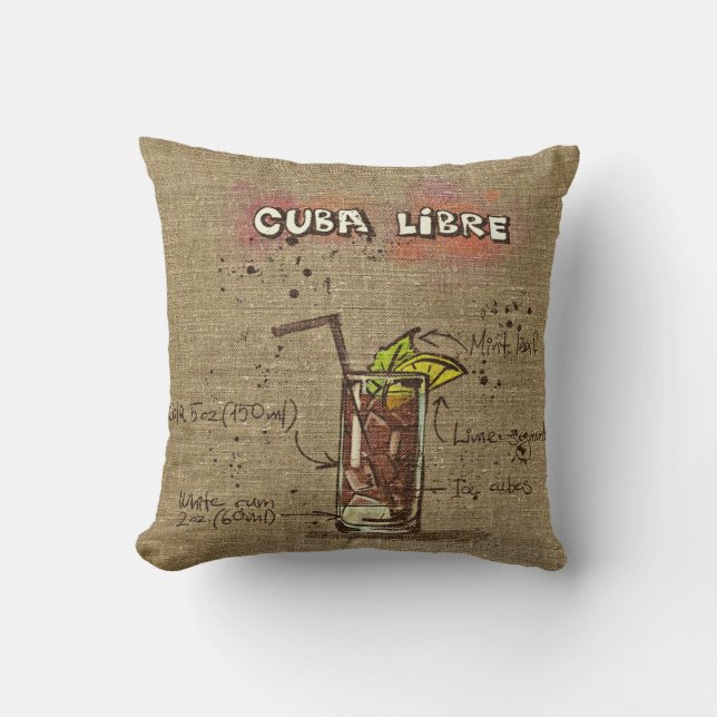 Cuba Libre/Caipirinha Recipe Cushion (Front)