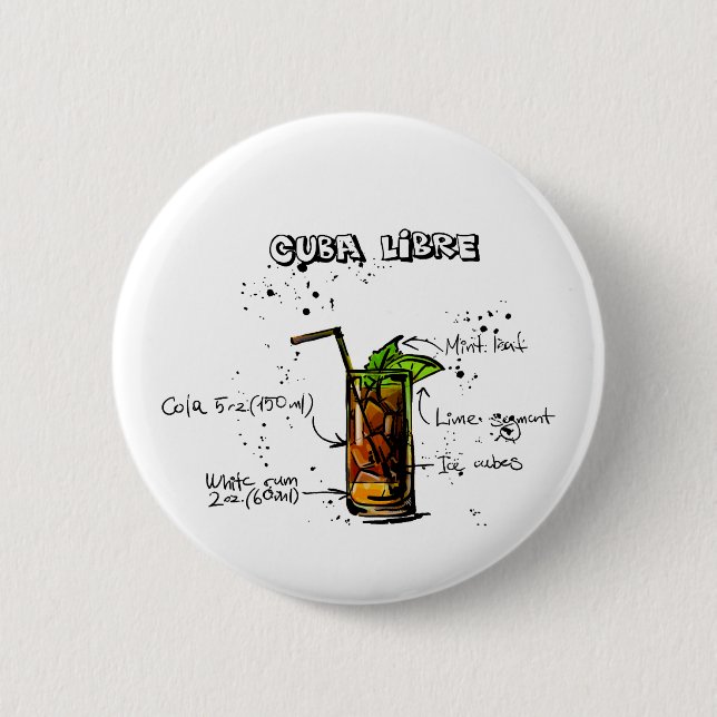 Cuba Libre Cocktail 6 Cm Round Badge (Front)