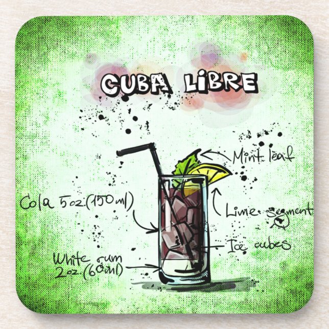 Cuba Libre Drink Recipe Coaster (Front)