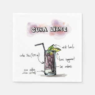 Cuba Libre Drink Recipe Cocktail Napkin