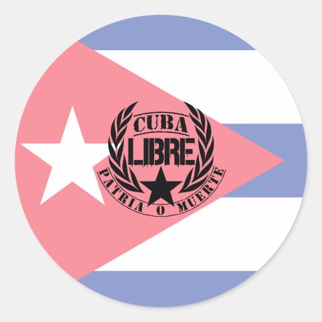 Cuba Libre Motto Laurels Classic Round Sticker (Front)
