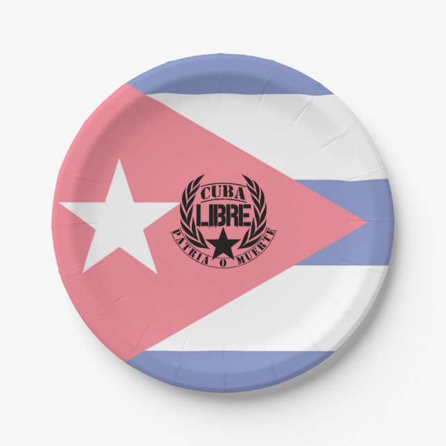 Cuba Libre Motto Laurels Paper Plate (Front)