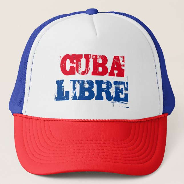Cuba Libre SOS Cuba red white blue Trucker Hat (Front)
