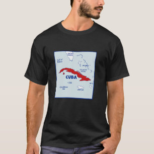 Cuba Map in flag colours. Surrounding countries &  T-Shirt