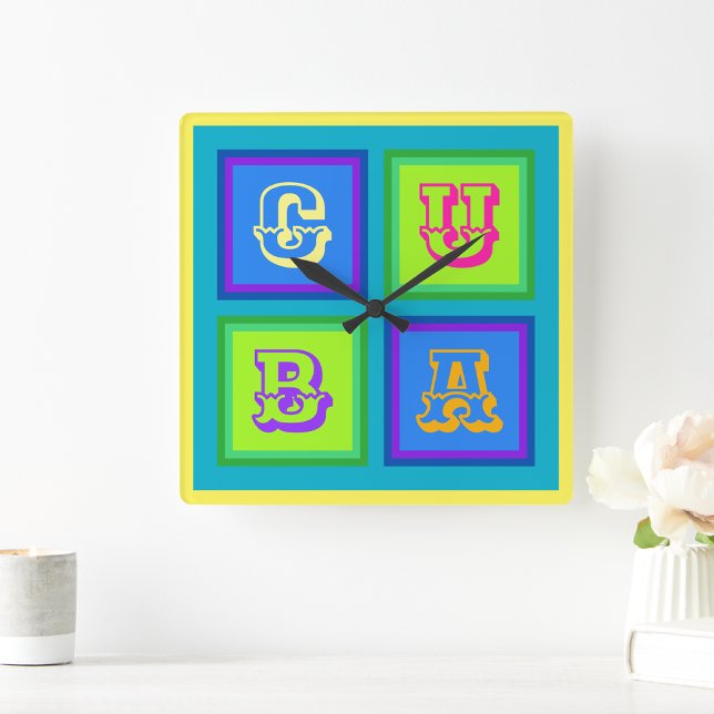 Cuba modern colourful decorative square wall clock (Creator Uploaded)