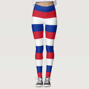 Cuba National Flag Colours Horizontal Striped Leggings