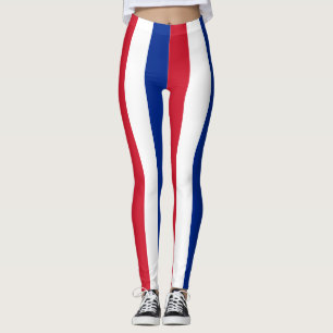 Cuba National Flag Colours Vertical Striped Leggings