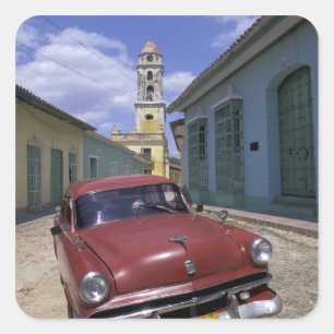 Cuba, old colonial village of Trinidad. Square Sticker