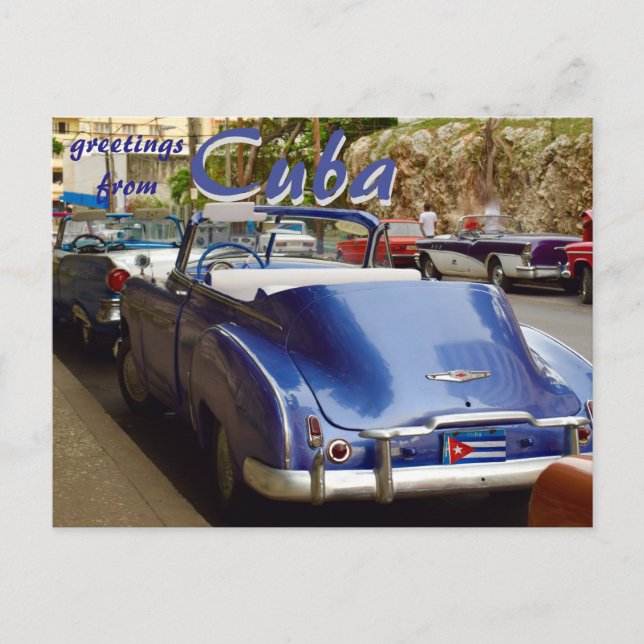 Cuba Old Convertible Car in Havana Postcard (Front)