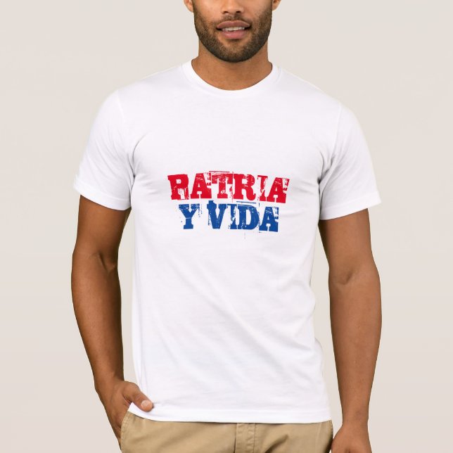 Cuba Patria y vida SOS Cuba red blue white T-Shirt (Front)