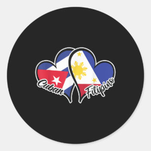Cuba Philippines Flag Heart Half Cuban Half Filipi Classic Round Sticker