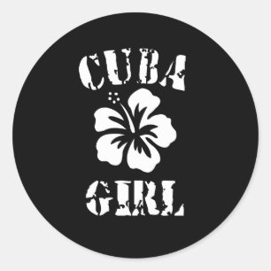 Cuba Pink Girl Classic Round Sticker