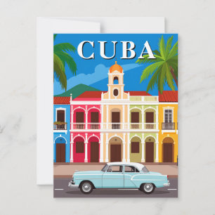Cuba Retro Classic Car and Colorful Old Havana  Postcard