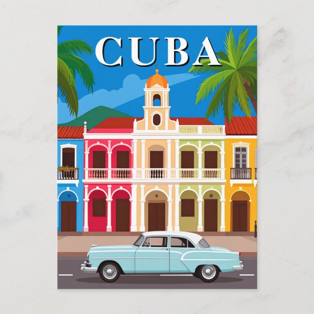 Cuba Retro Classic Car and Colourful Old Havana  Postcard (Front)