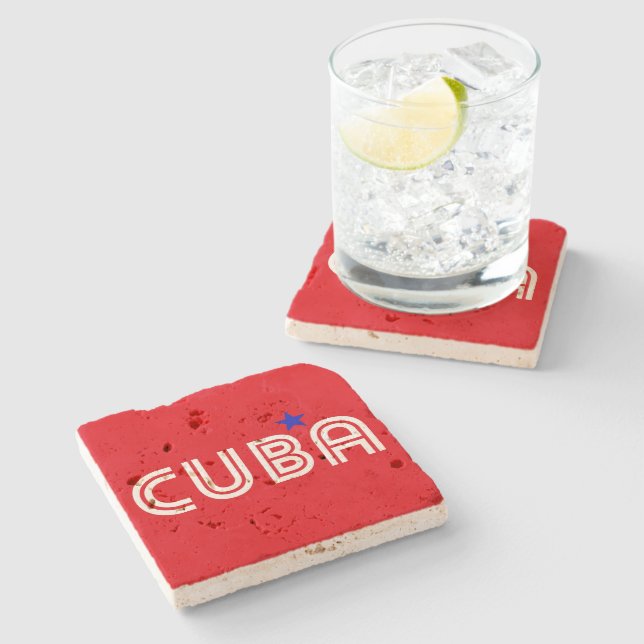 Cuba Retro Stone Coaster (Side)
