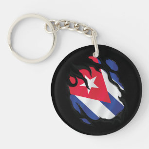 Cuba Ripped Flag Key Ring