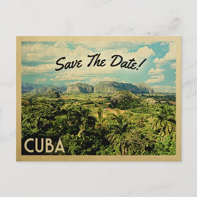 Cuba Save The Date Vintage Postcards (Front)