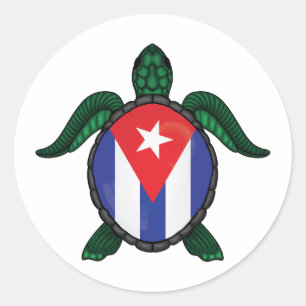 Cuba sea turtle flag classic round sticker