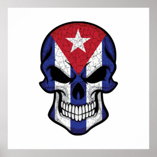 Cuba Smiling Skull Flag Poster