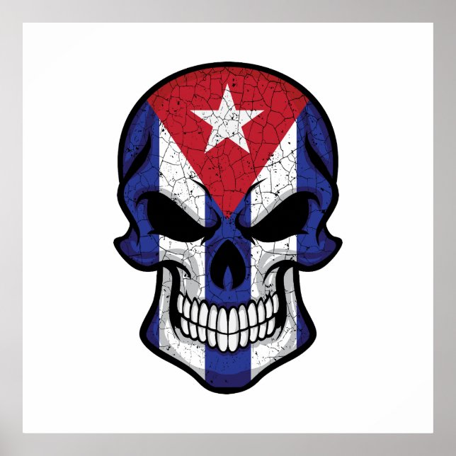 Cuba Smiling Skull Flag Poster (Front)