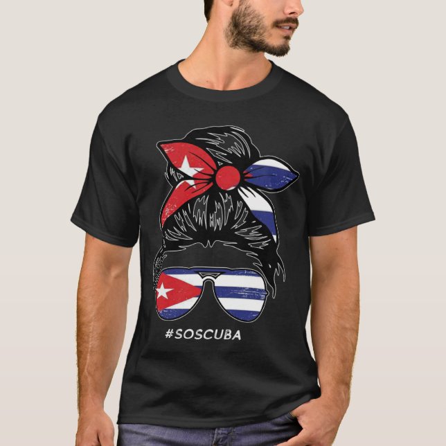 Cuba SOS Cuban Girl Cuban Girlfriend Cuba Messy Bu T-Shirt (Front)