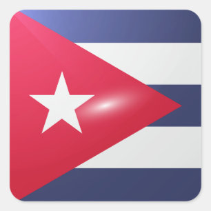 Cuba square glossy flag square sticker