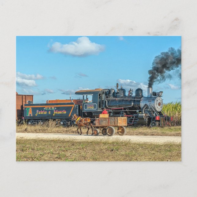 Cuba. Sugar plantation traffic. Postcard (Front)