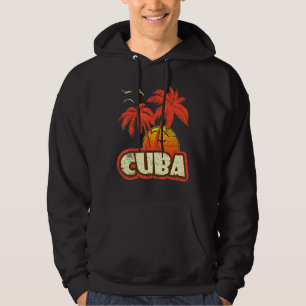 Cuba Summer Palm Trees 80s Beach Sunset Hoodie