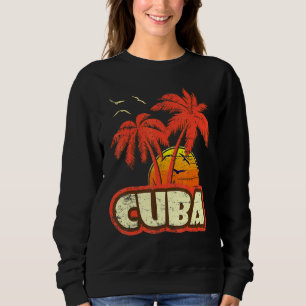 Cuba Summer Palm Trees 80s Beach Sunset Sweatshirt