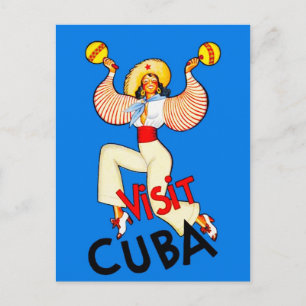 Cuba Travel Poster Maracas Postcard