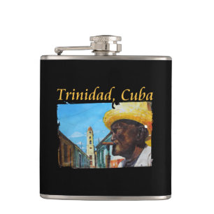 Cuba - Trinidad Cuban Cigar Art Hip Flask
