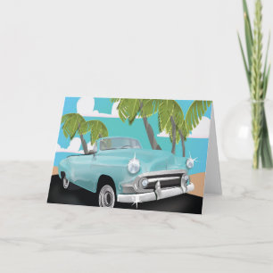 Cuba vintage car travel poster holiday card